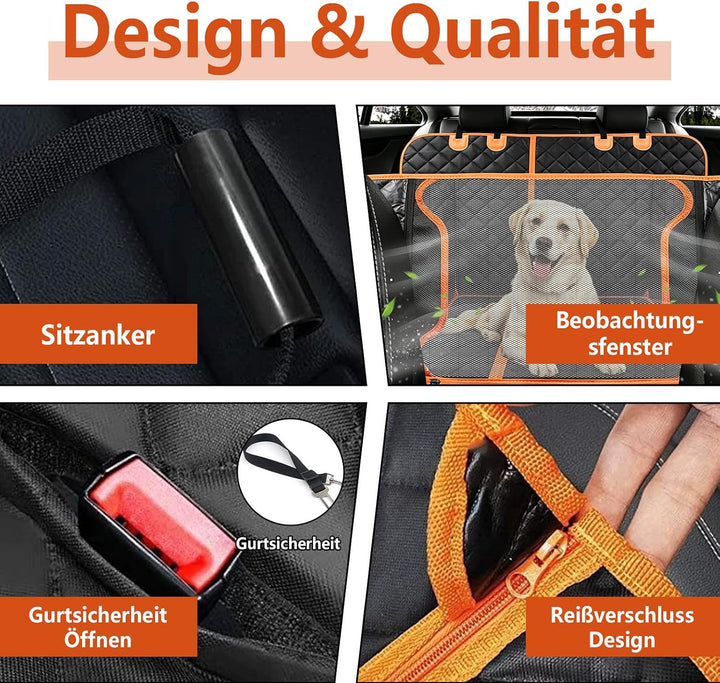 Hundedecke Auto Rückbank mit Sichtfenster &amp; abnehmbarem Teil | Wasserdicht &amp; kratzfest, mit Sicherhe