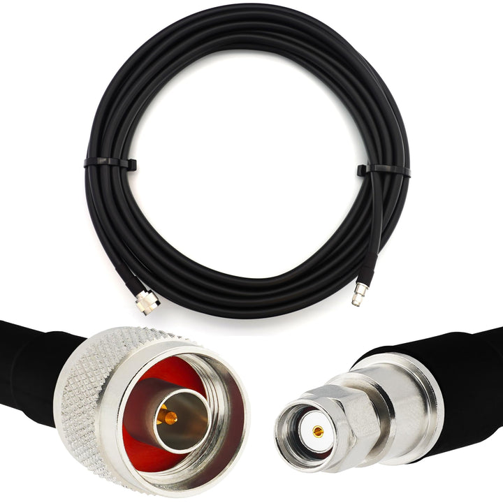 12m RP-SMA Stecker auf N Stecker Koaxialkabel — Vollkupfer HF400 Flexibles Verlängerungskoax 50 Ohm