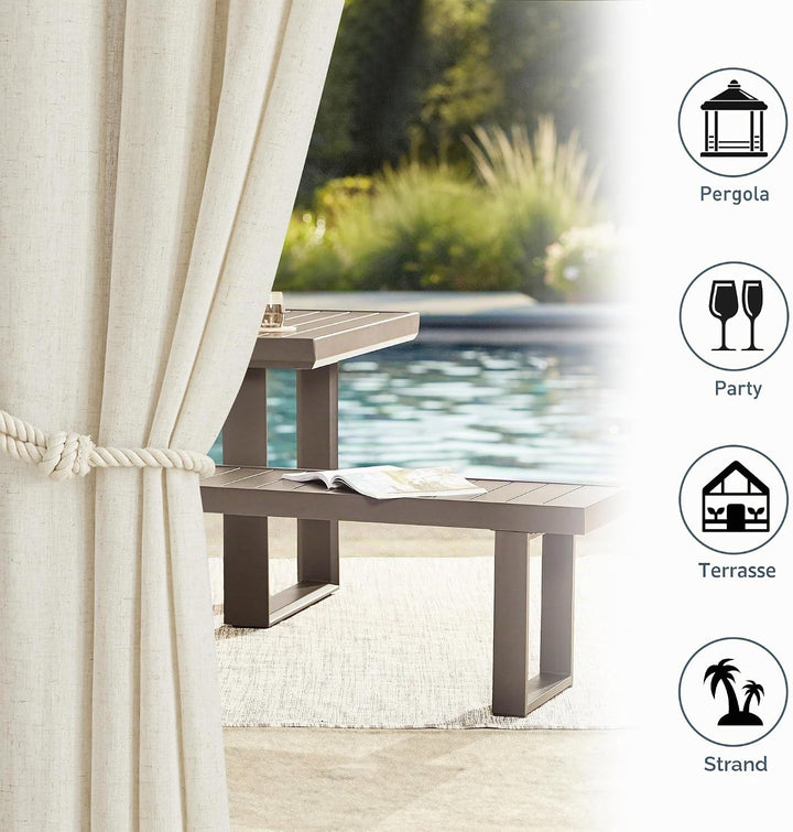 PONY DANCE Leinen Outdoor Gardinen Boho 1er Set H 243 x B 254 cm Outdoorvorhang Wasserdicht Extra Br