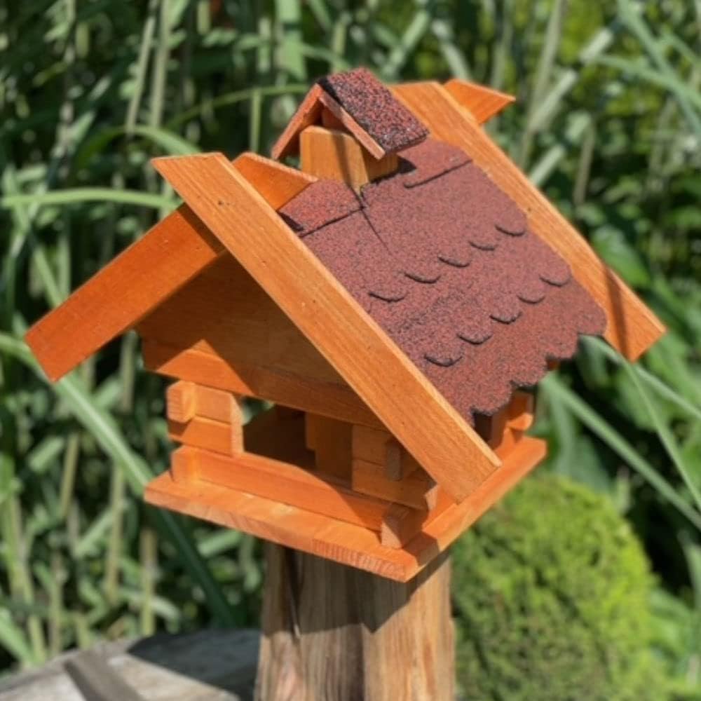 Rechteckiges Vogelhaus M - XL wetterfest aus Holz Vogel Futterstelle Haus mit und ohne Ständer (Grös
