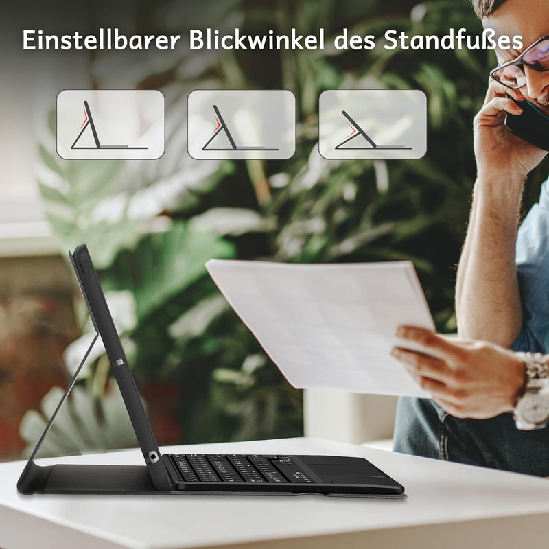 CACOE Hülle Tastatur Kompatibel mit iPad 9. Generation, iPad 10.2 Tastatur mit Touchpad, 7-Farbige B