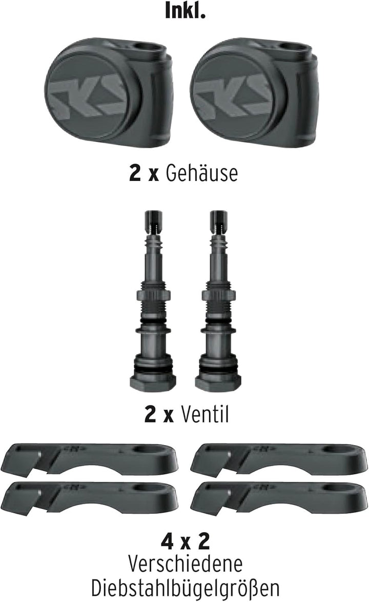 SKS GERMANY AIRSPY AV & SV Reifendrucksensor für Fahrräder (Staub- & wasserdicht, Digitalmanometer,