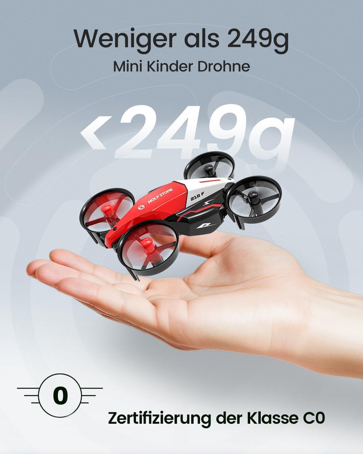 Holy Stone HS210F Mini Drohne für Kinder, 2 in 1 RC Quadrocopter mit Landmodus and Flugmodus, 2 Akku