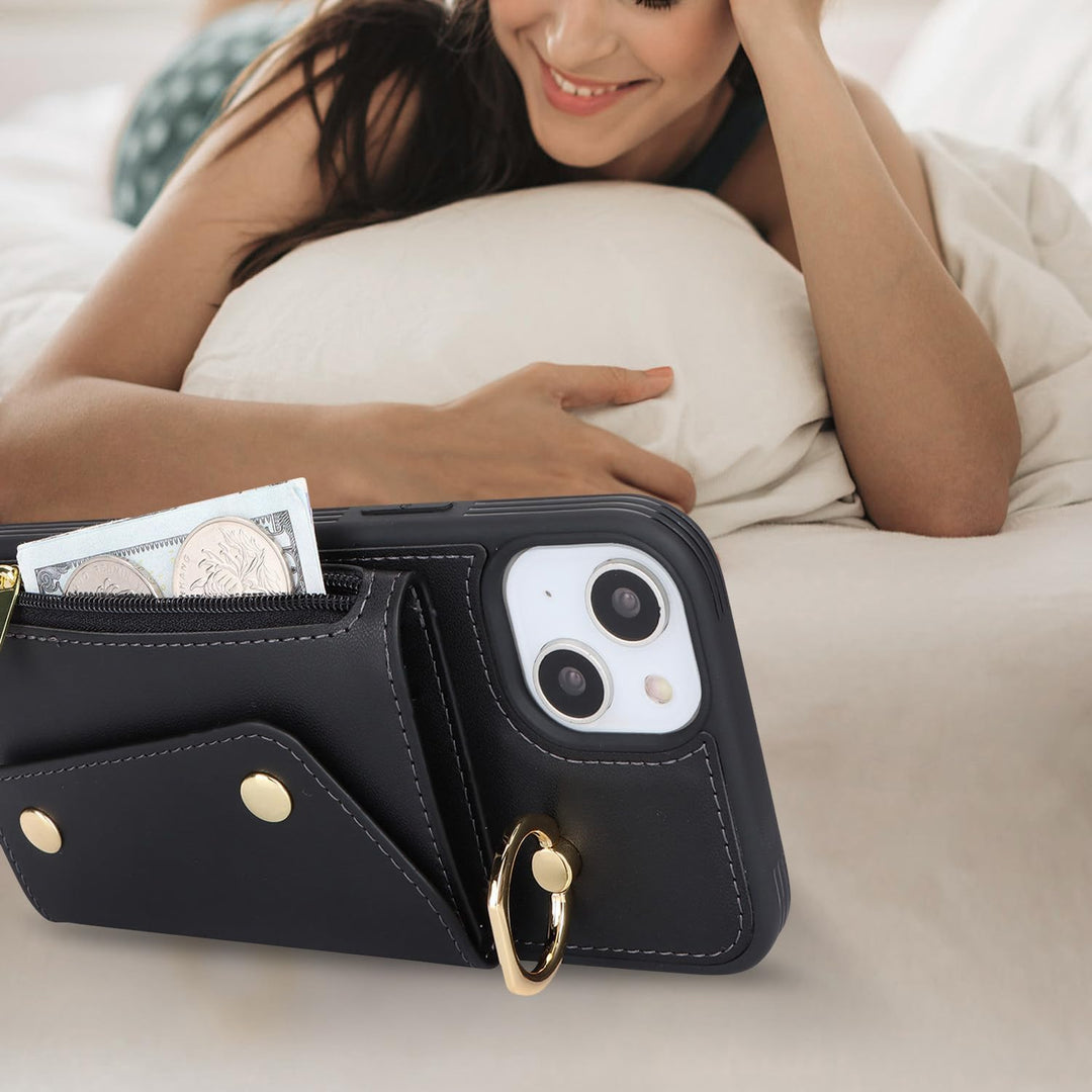 Lipvina Hülle für iPhone 15 Plus Hülle mit Band Kartenhalter handyhülle Hülle für iPhone 15 Plus mit