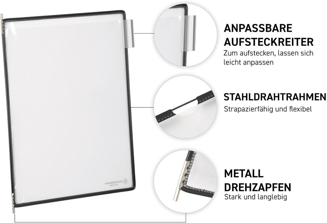 Tarifold Tischständer /434157 A4 schwarz PVC + Silber Ion Inh.10 Tafeln