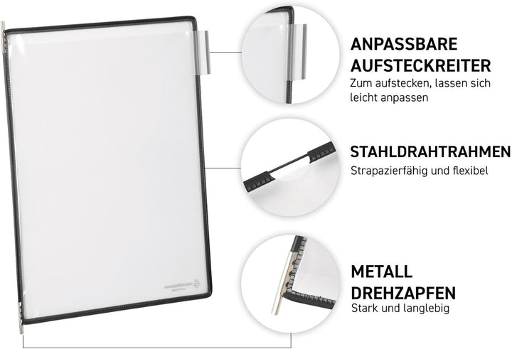 Tarifold Tischständer /434157 A4 schwarz PVC + Silber Ion Inh.10 Tafeln