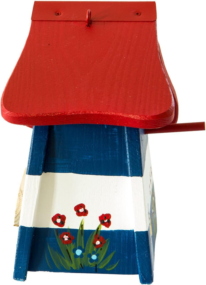 Nistkasten Leuchtturm blau/weiss, Vogelhaus aus Holz, Vogelhäuschen für Wildvögel, Nistvilla, Vogelv
