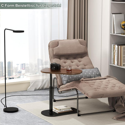 YUTVCZO Beistelltisch C Form, Klein Couchtisch Holz Sofatisch Höhenverstellbar, C Form Beistelltisch