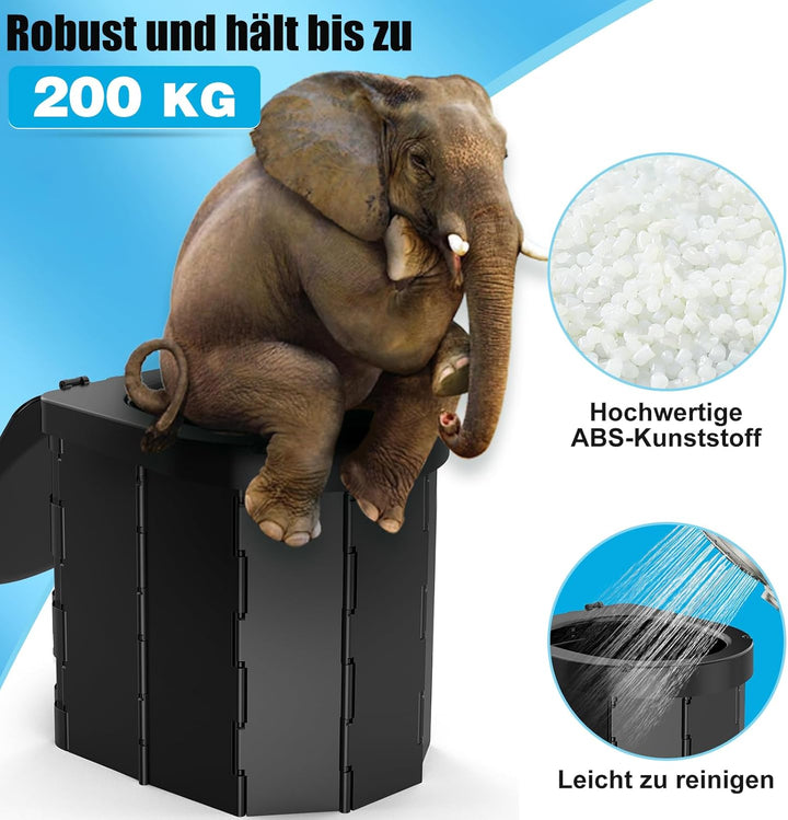 WADEO Tragbare Campingtoilette mit Deckel, Faltbare Toilette mit Belastbarkeit bis zu 200kg, Mobilto