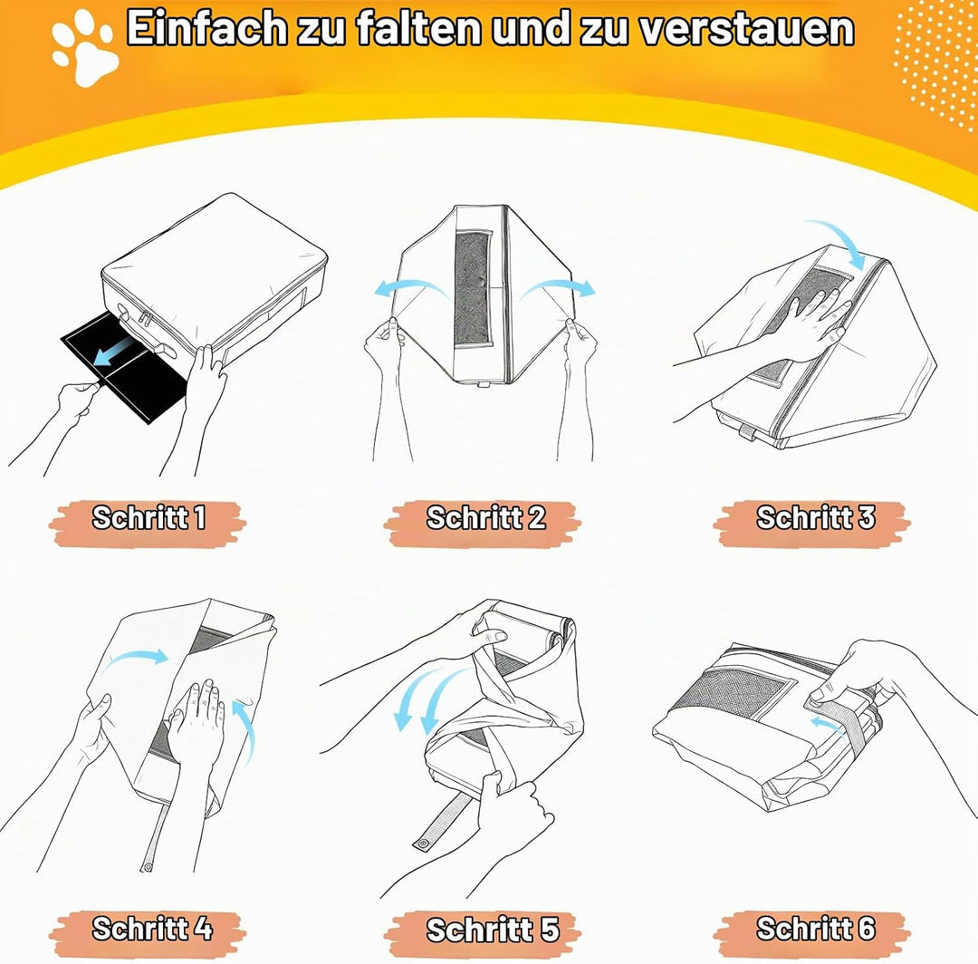 Uross Tragebare Katzentoilette mit Reissverschluss-Deckel + 1*Schaufel + 1*Schale + 1*Kackbeutel, Le