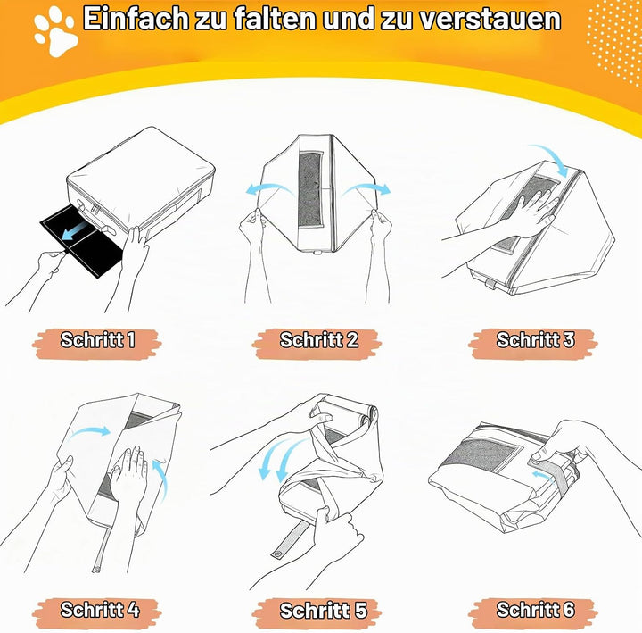 Uross Tragebare Katzentoilette mit Reissverschluss-Deckel + 1*Schaufel + 1*Schale + 1*Kackbeutel, Le