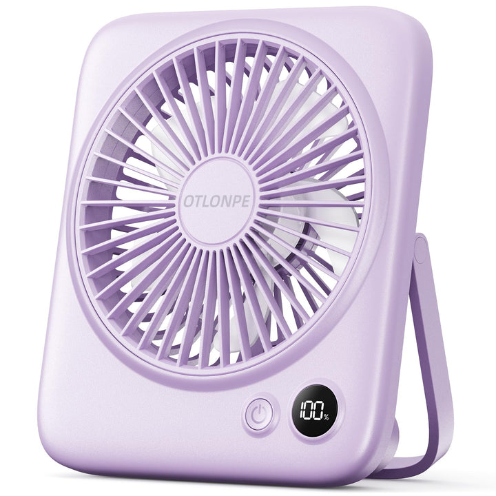 Otlonpe Kleiner Tischventilator, 16,5 cm, 4000 mAh, wiederaufladbar, tragbar, für Reisen, schlank, l