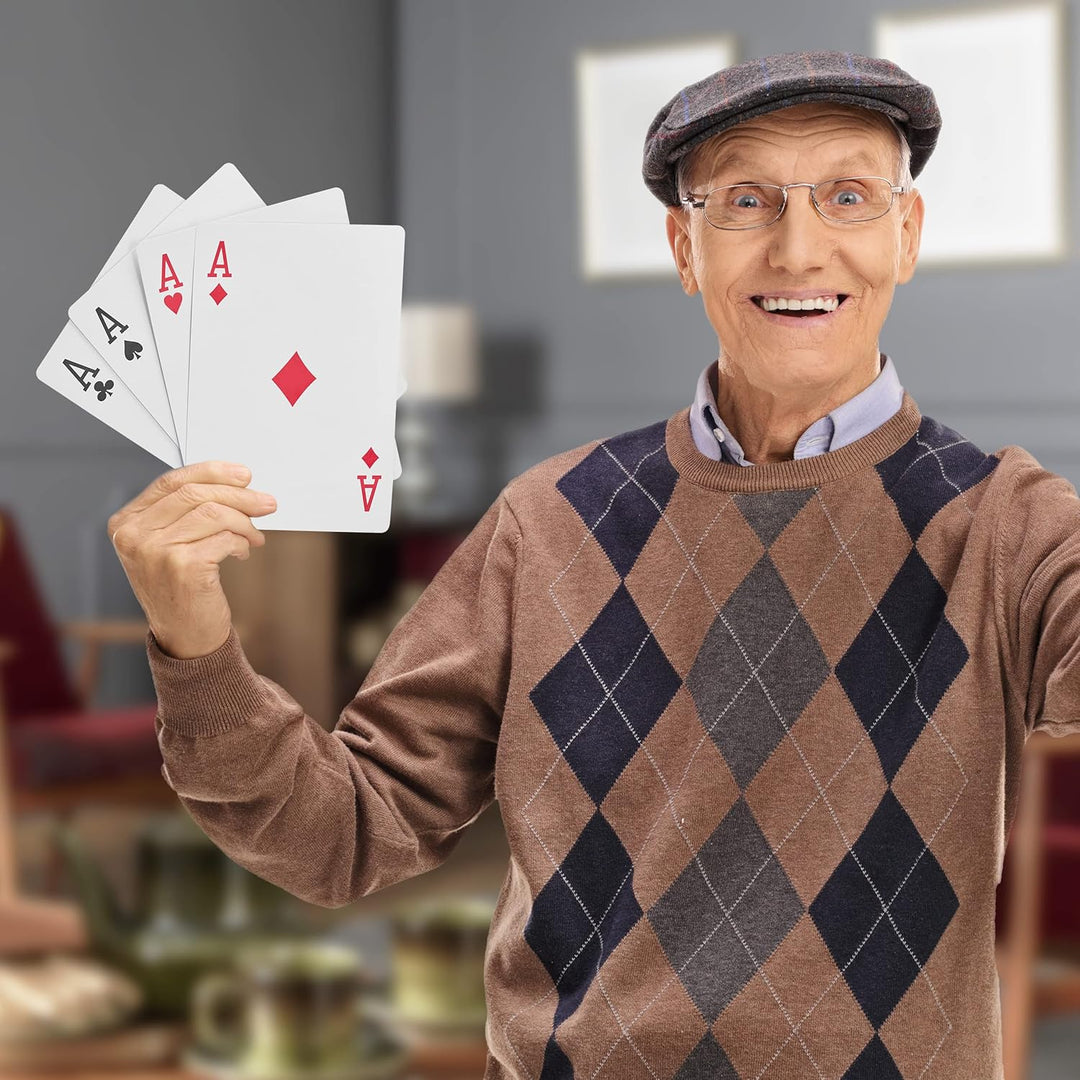 Relaxdays 5 x Jumbo Pokerkarten, 270 Karten, wasserfeste XXL-Kunststoffspielkarten, Spassgeschenk od