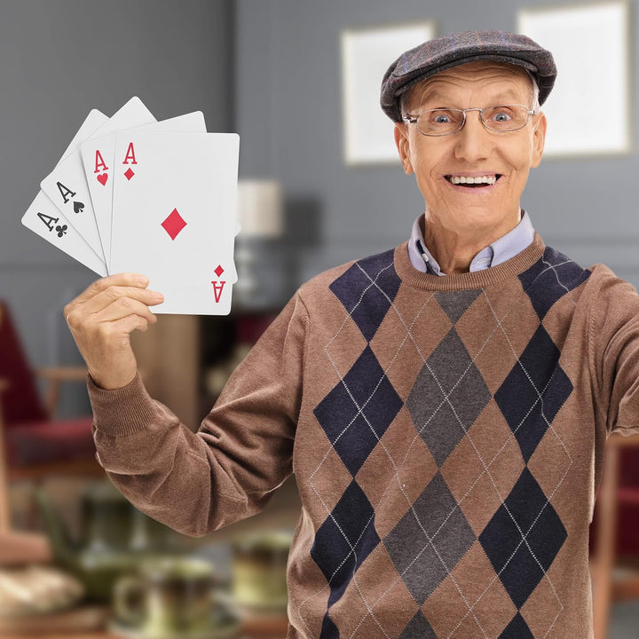 Relaxdays 5 x Jumbo Pokerkarten, 270 Karten, wasserfeste XXL-Kunststoffspielkarten, Spassgeschenk od