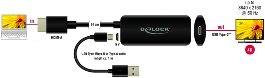 Delock Adapter HDMI-A Stecker zu USB Type-C™ Buchse (DP Alt Mode) 4K 60
