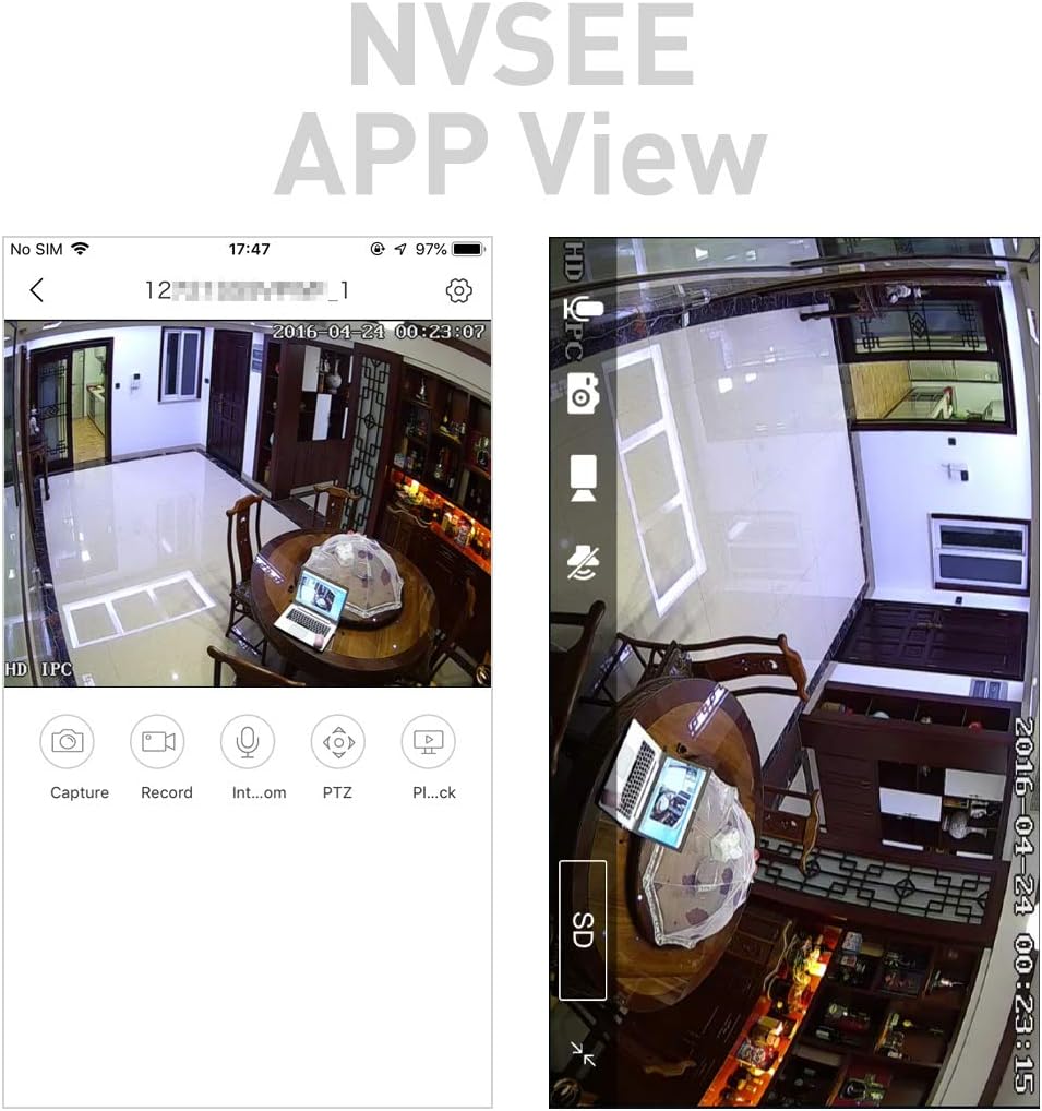 Revotech Mini Fisheye POE IP Kamera, HD 3MP Indoor Sicherheitskamera 1,44 mm Objektiv 180 Grad Weitw