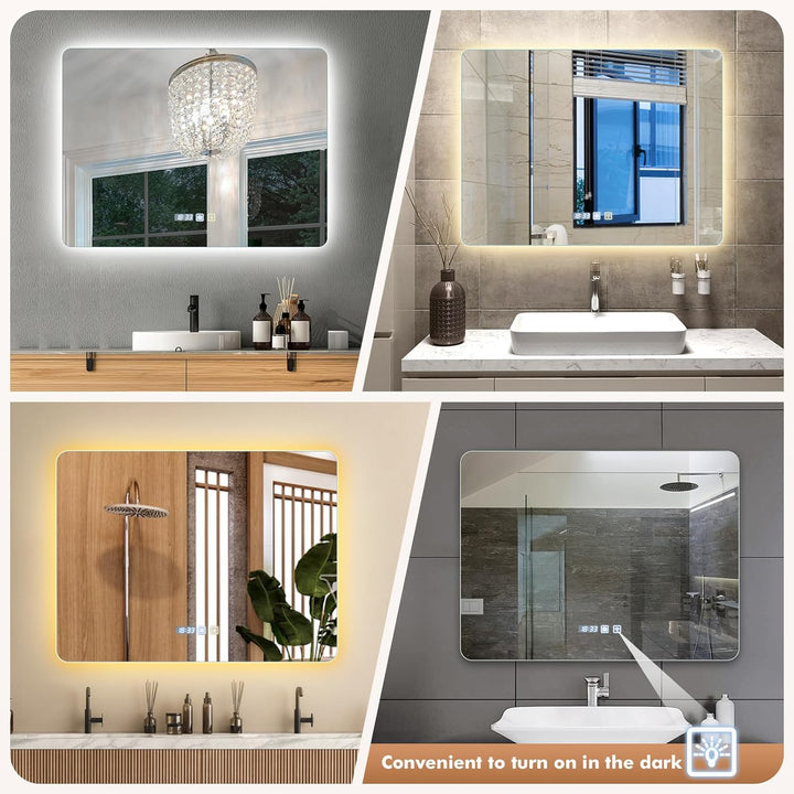 Badspiegel LED Spiegel mit Beleuchtung 80x60cm | Wandspiegel Badezimmerspiegel | Kosmetikspiegel Sch