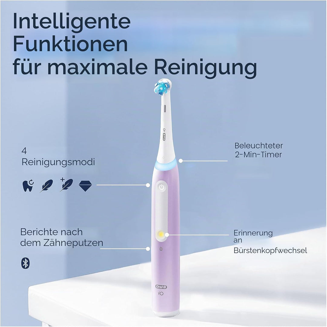 Oral-B iO 4N Elektrische Zahnbürste, Lavendel, mit Bluetooth, 1 Bürste, 1 Reiseetui