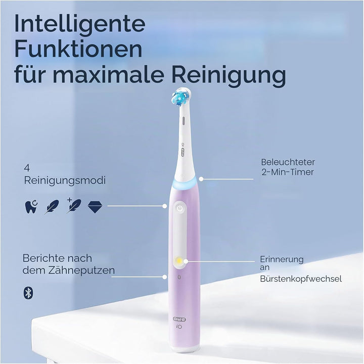 Oral-B iO 4N Elektrische Zahnbürste, Lavendel, mit Bluetooth, 1 Bürste, 1 Reiseetui