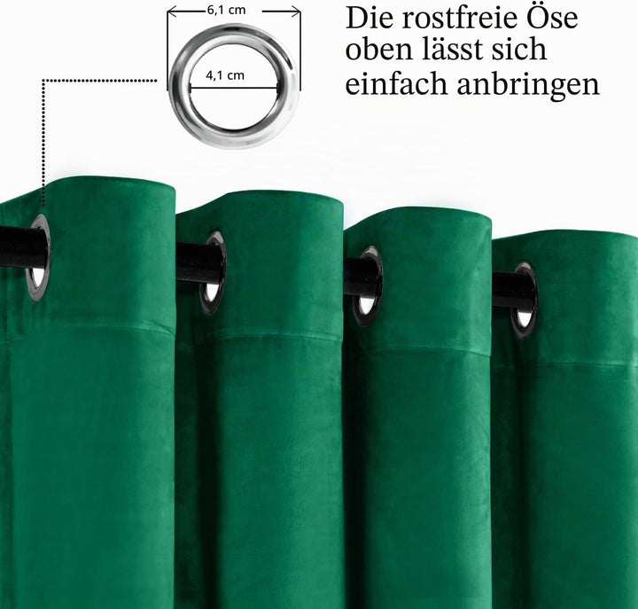 JIUZHEN Verdunklungsvorhang aus Samt,2er Set weiche blickdichte Gardinen mit Ösen für Schlafzimmer,1
