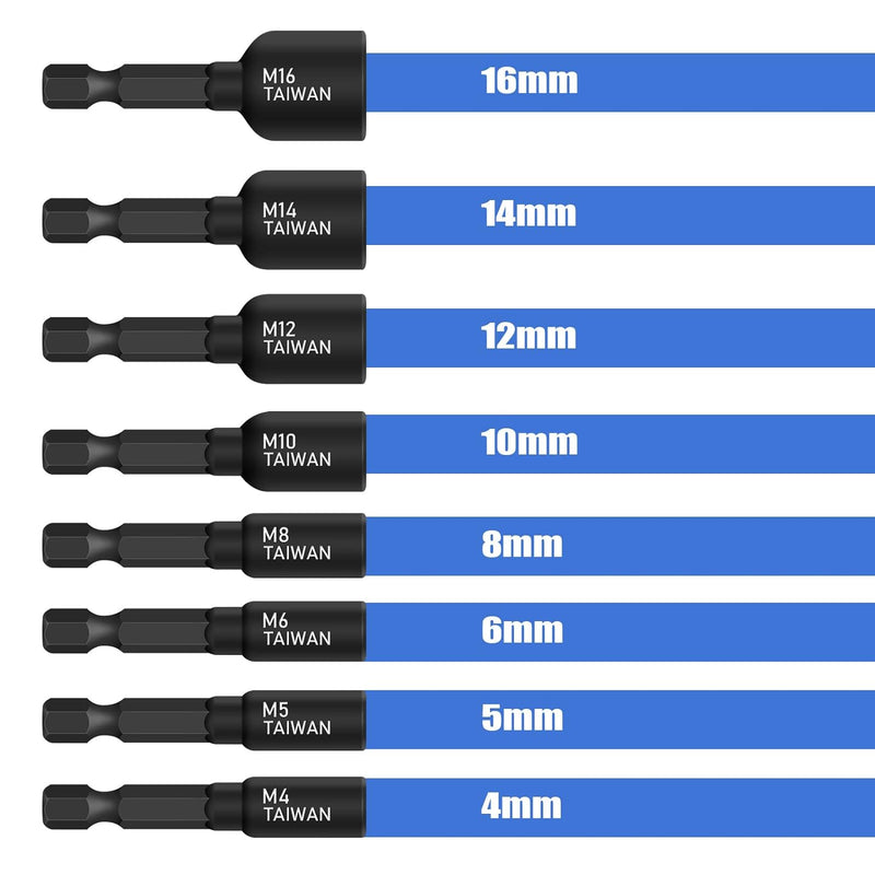 8Stk Gewindebohrer Adapter, M4-M16 1/4 Zoll,Sechskantschaft Maschinengewindebohrer Vierkant Treiber