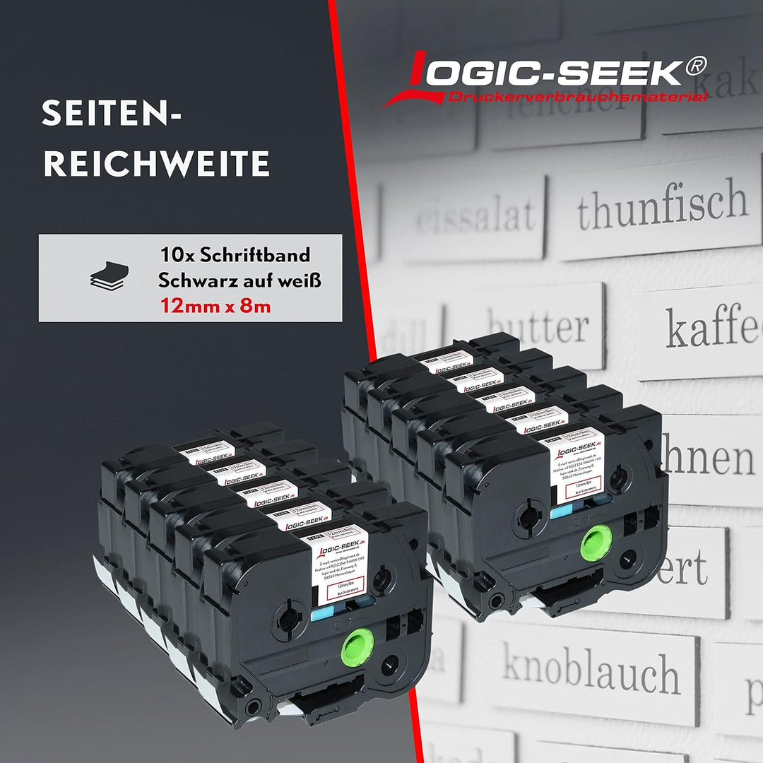 Logic-Seek TZE231 10 X Schriftband kompatibel für Brother P-Touch PT-H100LB H100R H105 E100 E100VP D