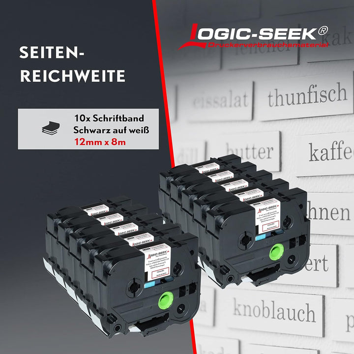 Logic-Seek TZE231 10 X Schriftband kompatibel für Brother P-Touch PT-H100LB H100R H105 E100 E100VP D