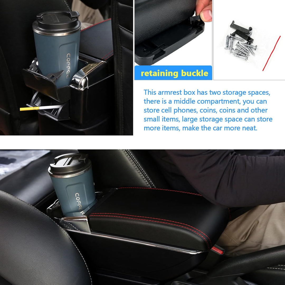 Auto Armlehnen für Corsa D 2006-2014 Doppelschicht Mittelkonsole Grosse Aufbewahrungsbox Schwarz mit