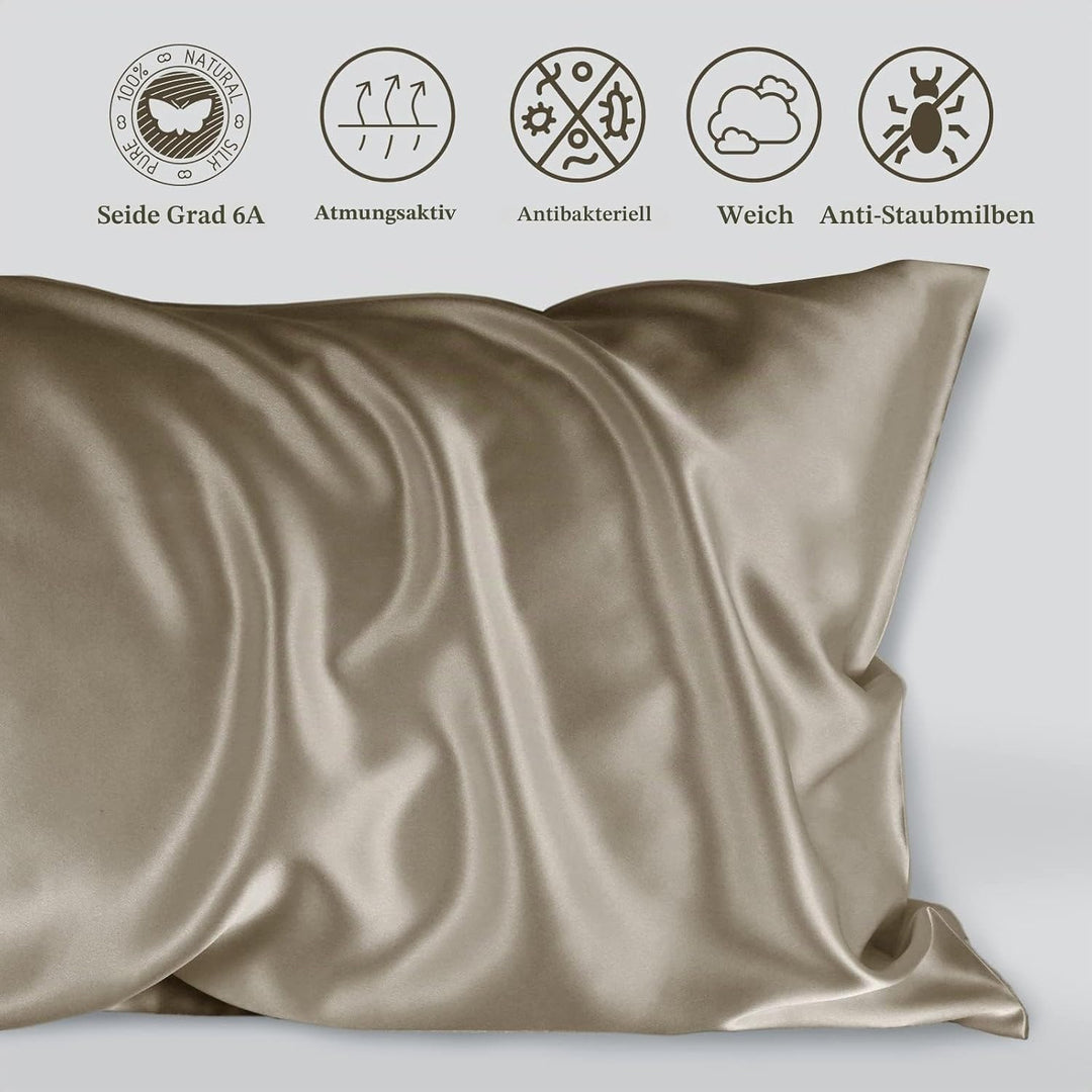 LULUSILK Kissenbezug für Haare und Haut, 100 % reine Seide, 16 Momme mit verdecktem Reissverschluss,
