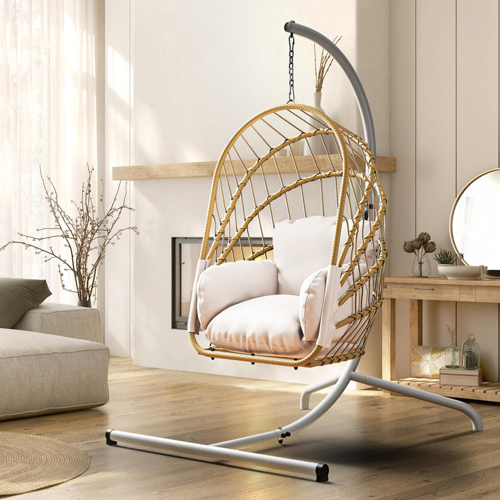 YITAHOME Hängesessel mit Kissen, Max. Belastung 150kg, Hängesessel Outdoor mit Gestell Körbe 195x120