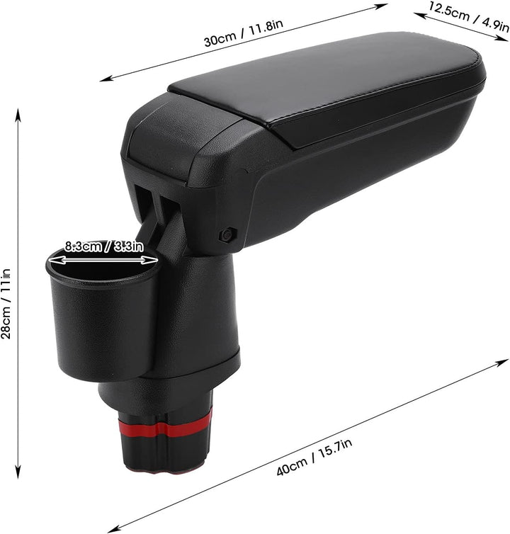 Mittelarmlehne Box, mit Ersatz ABS Kunstleder Getränkehalter für Smart Fortwo Forfour 453