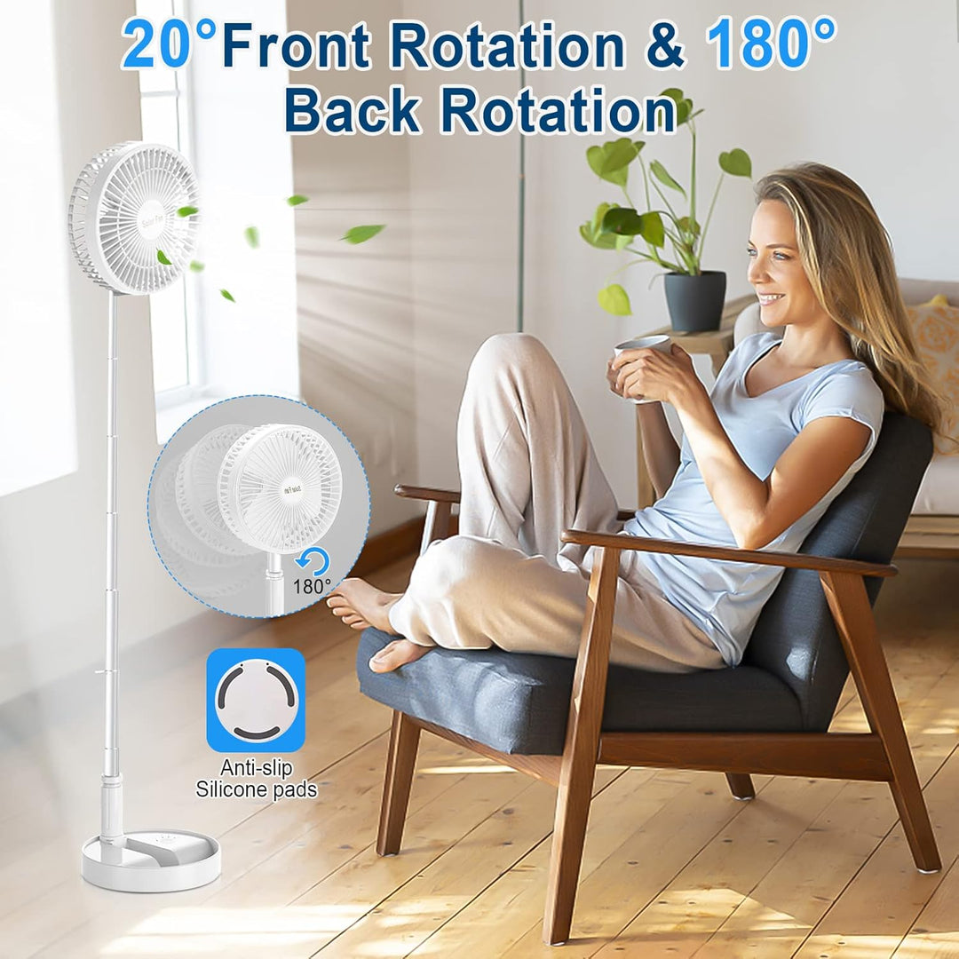 BoloShine Klappbarer Standventilator, Mini Teleskopventilator USB Wiederaufladbarer Ventilator Solar