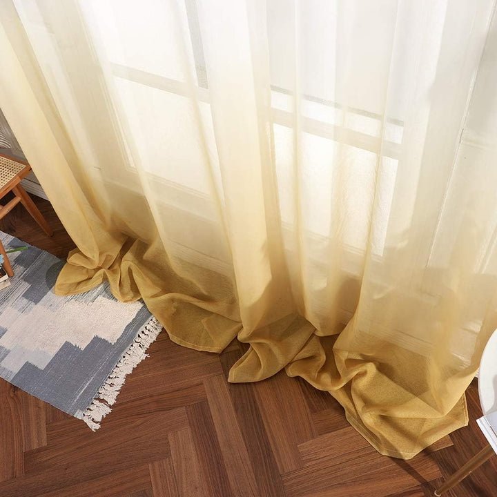 MIULEE Gardinen Transparent Vorhänge Farbverlauf Voile Sheer 2er Set Vorhang mit Ösen Dekoschal Fens