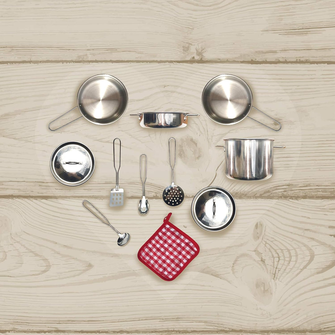 Teamson Kids - Little Chef Frankfurt Edelstahl Kochzubehör-Set - Multi-Color- 11 Stück