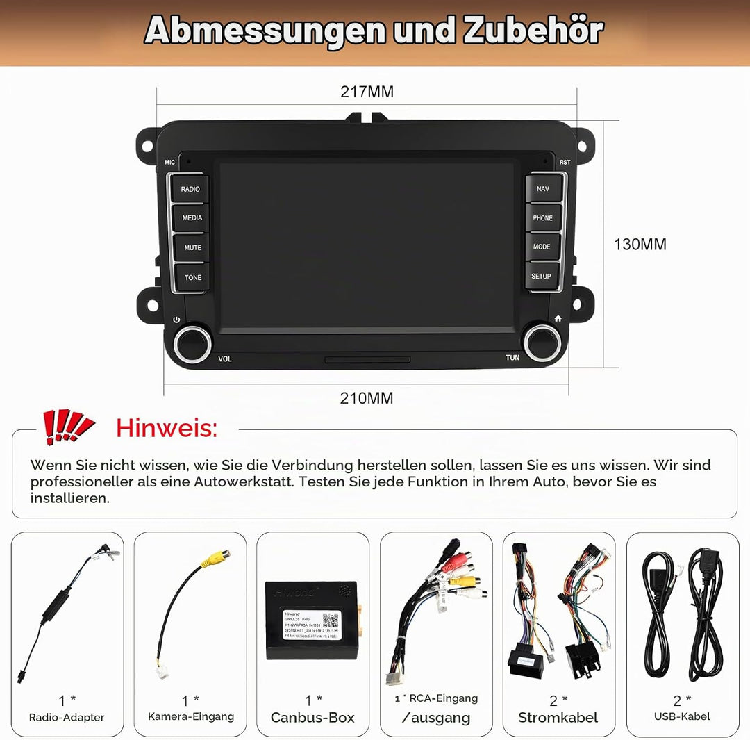7-Zoll-Display-Autoradio für Volkswagen Seat Golf Passat Jetta Beetle Tiguan Touran EOS Skoda Seat D