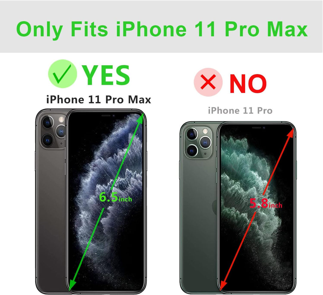 LENSUN Echtleder Hülle für iPhone 11 Pro Max, Handyhülle [Echtes Leder][Kartenfach][RFID Schutz] Han