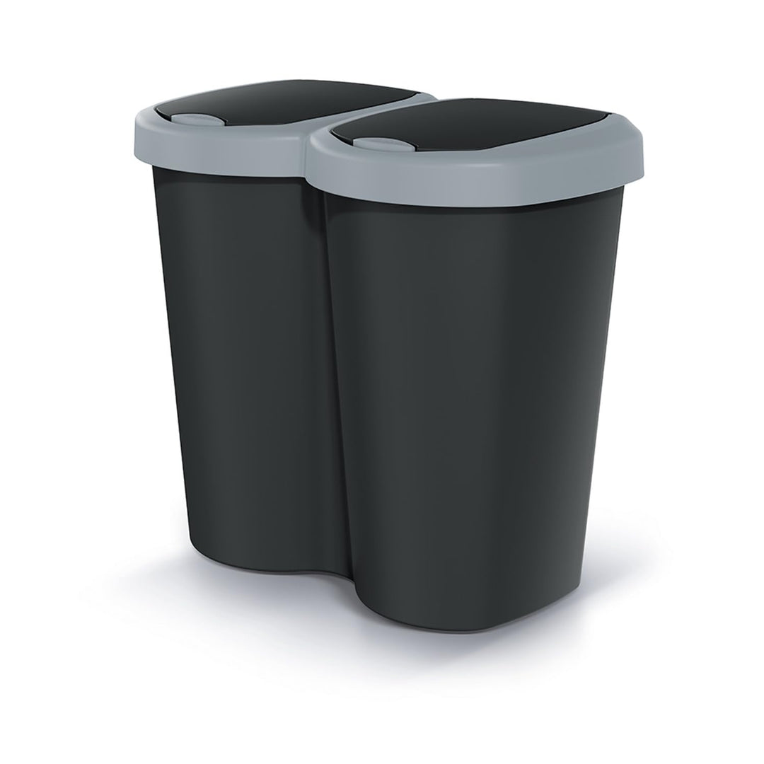 Keden Compacta B Duo 40L Abfalleimer Wandmontage – Einkammer Mülltrennsystem mit Zwei Deckeln, Hygie