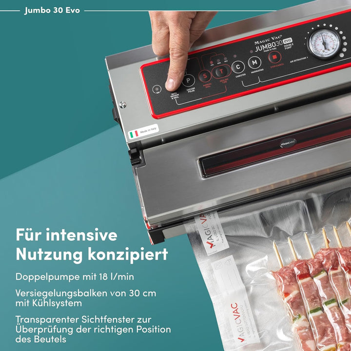 Magic Vac, Jumbo 30 Evo, Professionelle Heavy Duty Lebensmittel-Vakuummaschine, Ideal für Vakuumbeut
