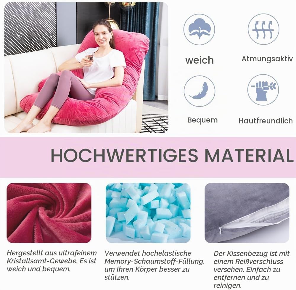 Schwangerschaftskissen aus geschreddertem Memory-Schaum zum Schlafen, Mutterschaftskissen für Schwan