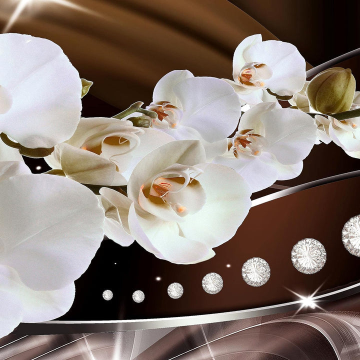 Runa Art Wandbilder Blumen Orchidee 5 Teilig Bild auf Vlies Leinwand Deko Wohnzimmer Abstrakt Beige