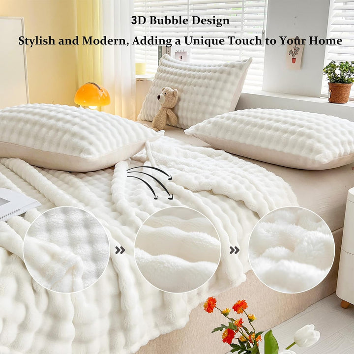 Kuscheldecke Milchsamt Blasen Decke Super Soft Wohndecke Dick 450 G/M² Flanell Decke Couchdecke Warm