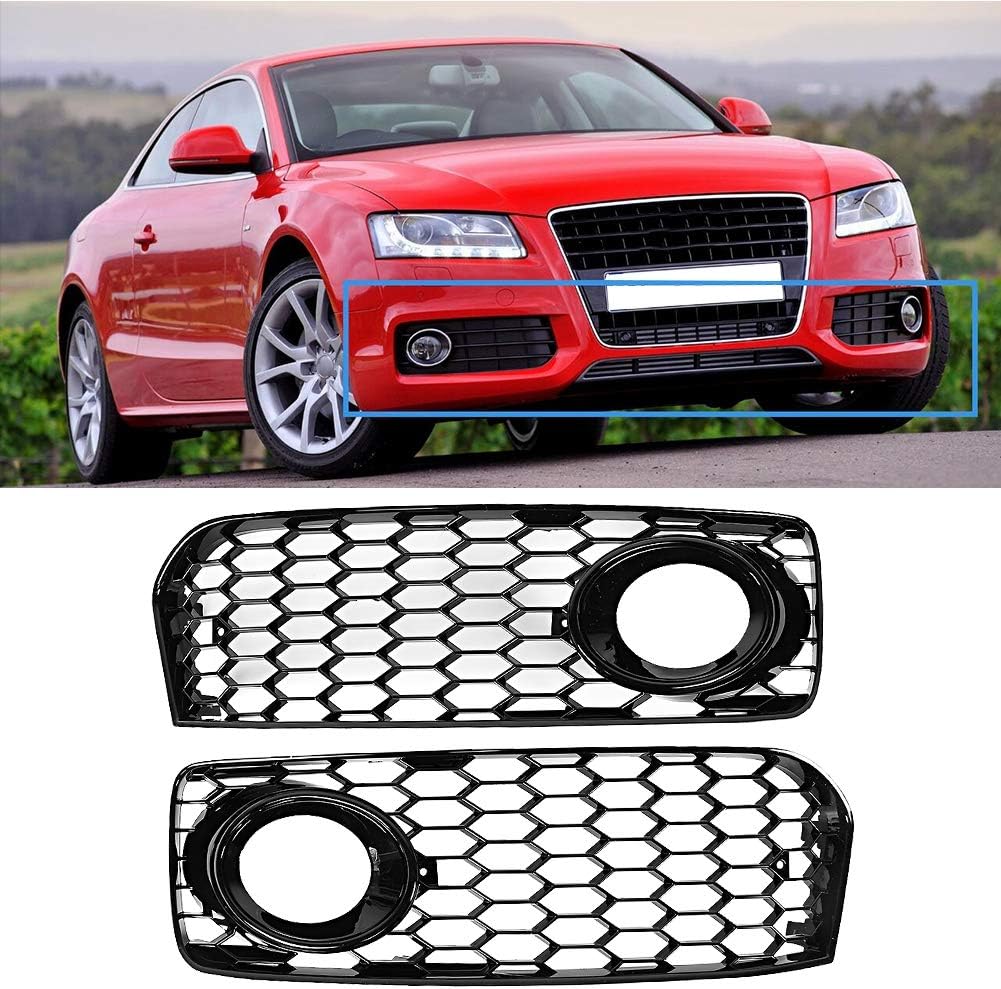 Qiilu Paar Nebelscheinwerfer Kühlergrill Modifikation Teile Passend für Audi A5 S-Line/S5 B8 RS5