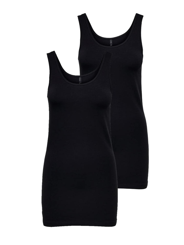 ONLY Female Tanktop Onllive 2-Pack Tanktop XS Black3 Long, XS Black3 Long