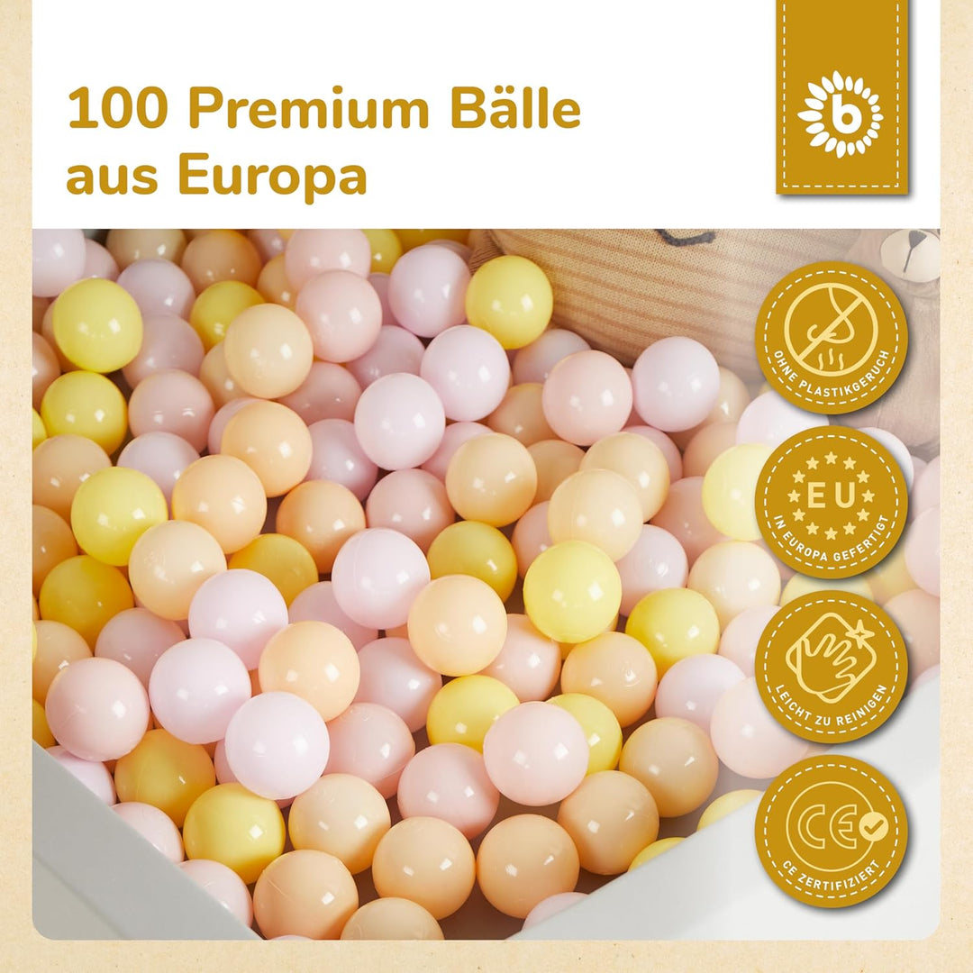 Bieco Bälle für Bällebad Blossom | 100 Bunte Bälle | Bällebad für Kinder & Babys | Draussen-Spiele,