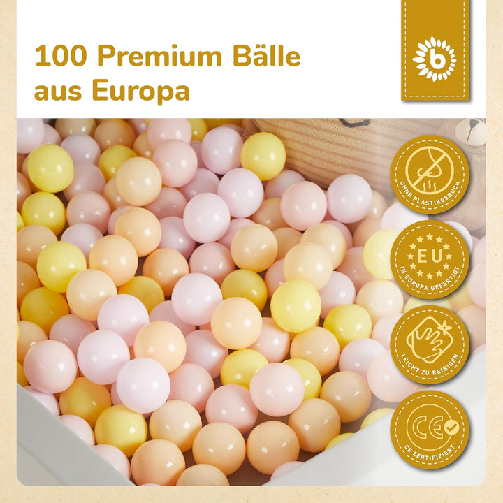 Bieco Bälle für Bällebad Blossom | 100 Bunte Bälle | Bällebad für Kinder & Babys | Draussen-Spiele,