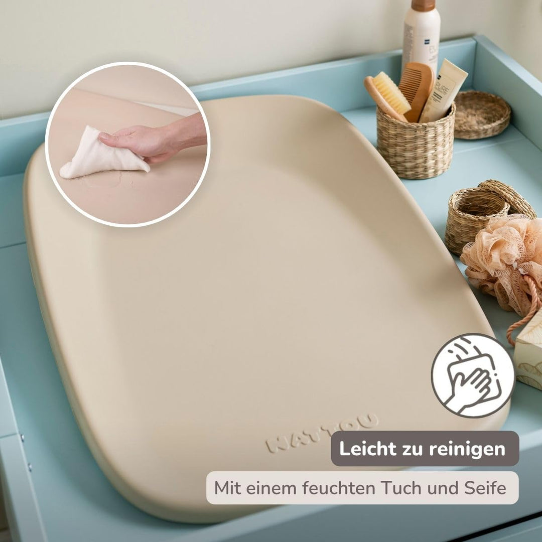 Nattou Wickelmatte aus weichem PU-Schaum, Abwaschbare Wickelauflage, Ca. 50 x 70 cm, Softy, Beige, B