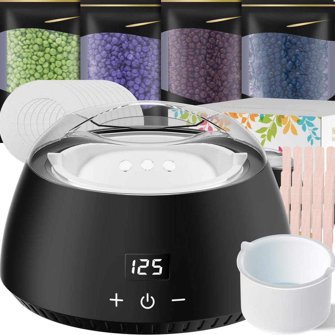 CITHOT Waxing Set,Wachs Haarentfernung 4 Waxing Perlen 20 Holzspateln,Wachswärmer Haarentfernung zu