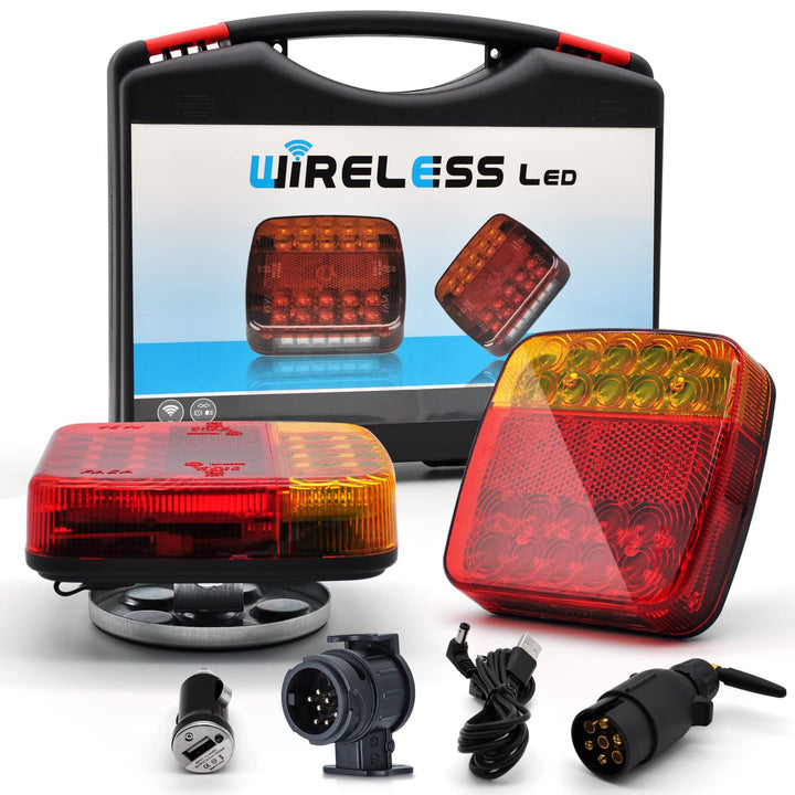 Dinfu Rückleuchten Kabellose LED Anhänger mit Magnet, 12V-24V led Rückleuchten mit 7/13 Polig Stecke