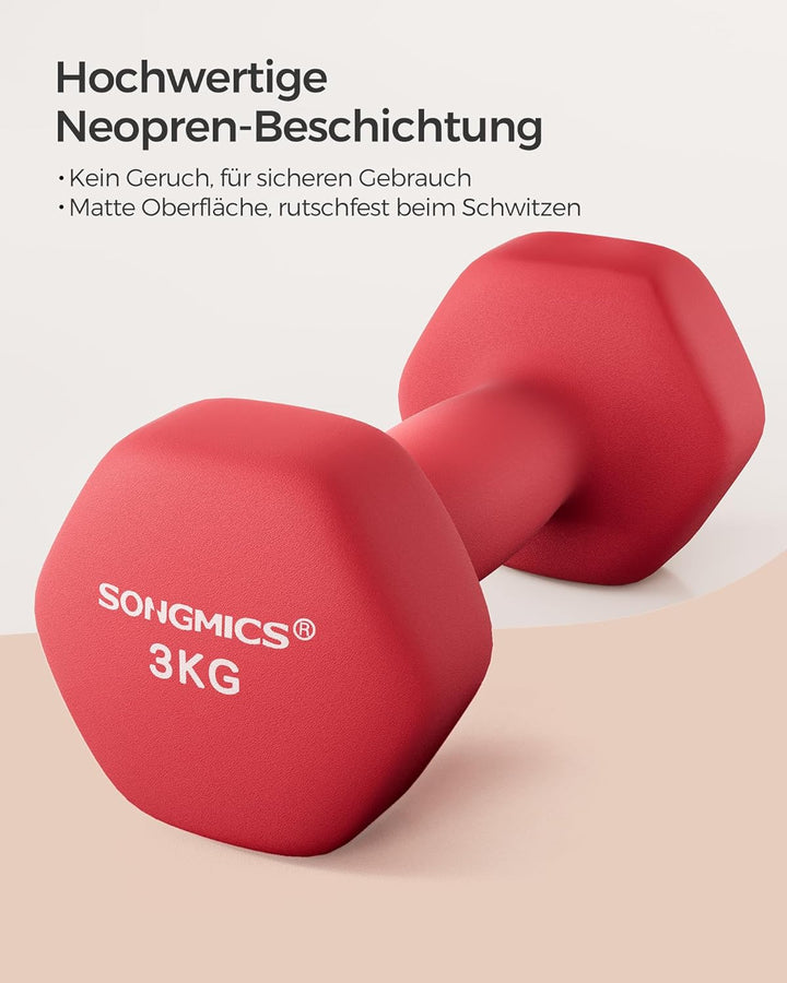SONGMICS Hanteln, 2er Set,Hantelset, Kurzhanteln, Hexagon, Neopren-Beschichtung, Krafttraining, Work