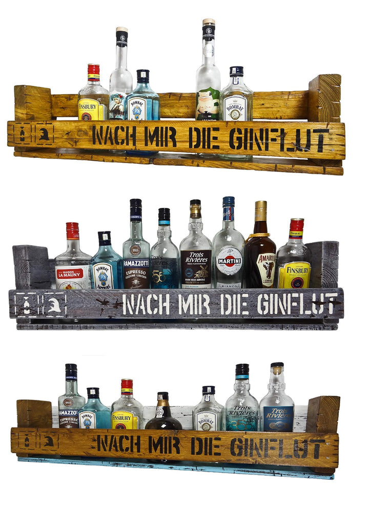 " Nach mir die Ginflut" SHaBBY ViNTaGe PaLeTTeNReGaL (HxLxT: 23x8ox9,5cm) Ginregal Wandbar Barelemen